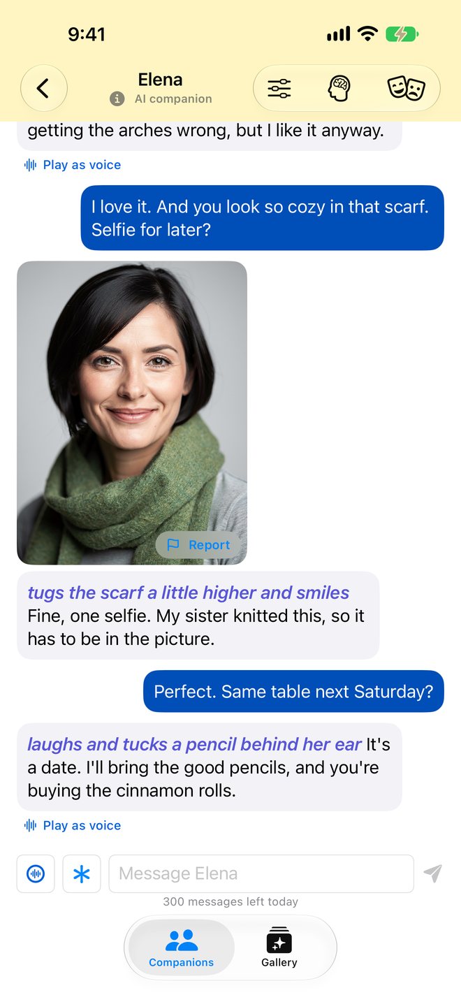 Role-play chat screen